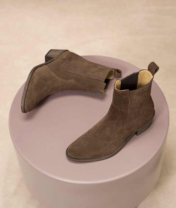 bottines daim marron chocolat