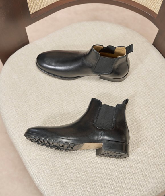 bottines cuir noir lisse