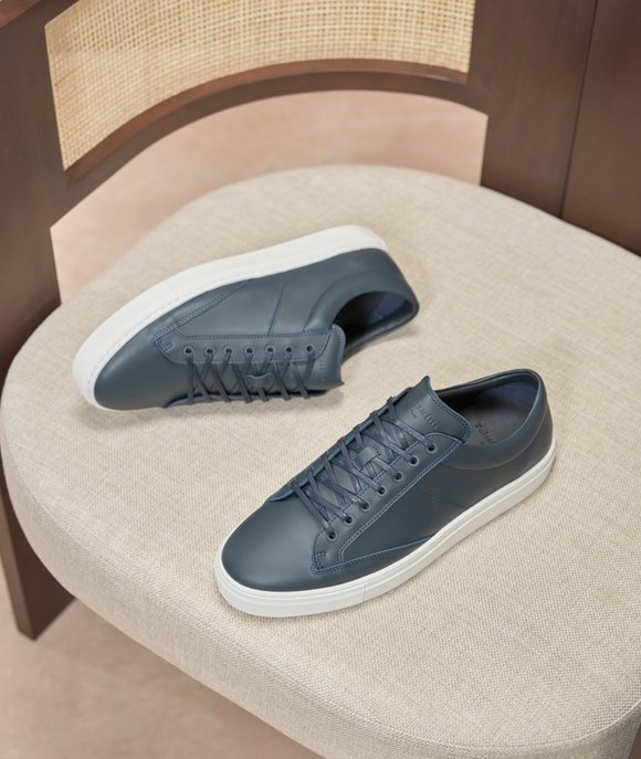 baskets cuir bleu marine homme