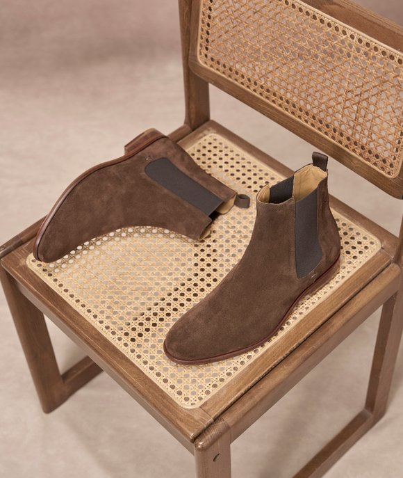 boots Chelsea velours marron