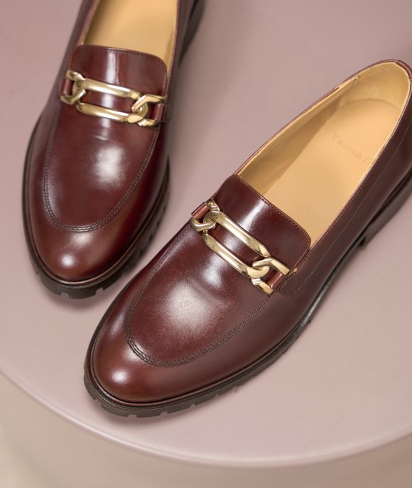 mocassin cuir marron femme