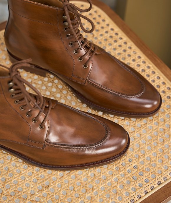 combat boots cuir cognac homme