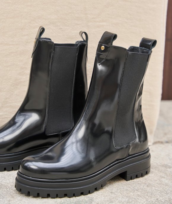 chelsea boots cuir vernis noir femme