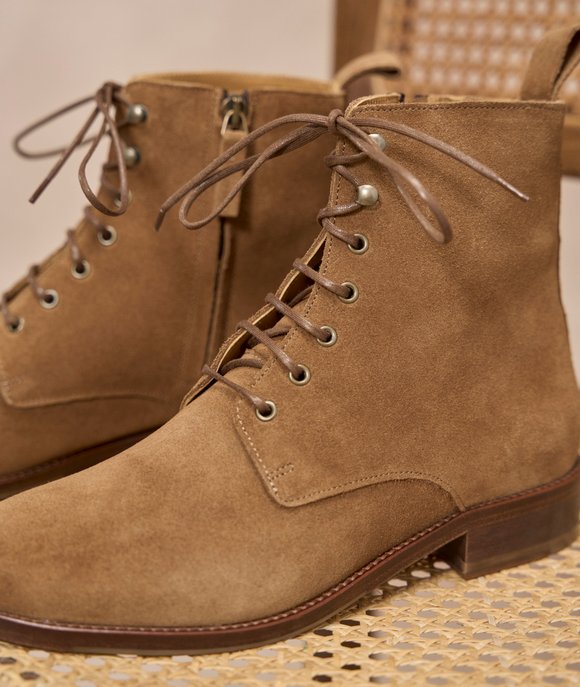 combat boots femme daim beige