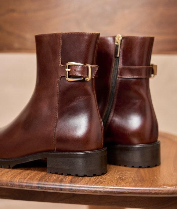 bottines femme cuir marron