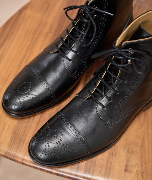 bottines à lacets cuir noir homme
