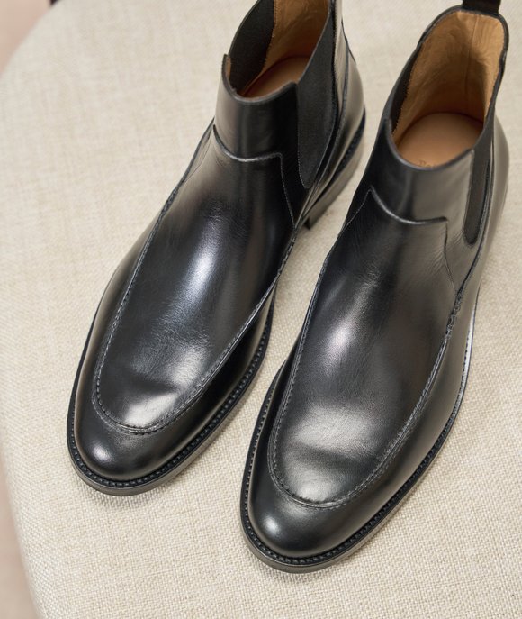 boots cuir noir homme
