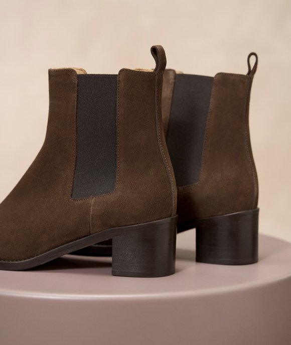 chelsea boots femme daim chocolat