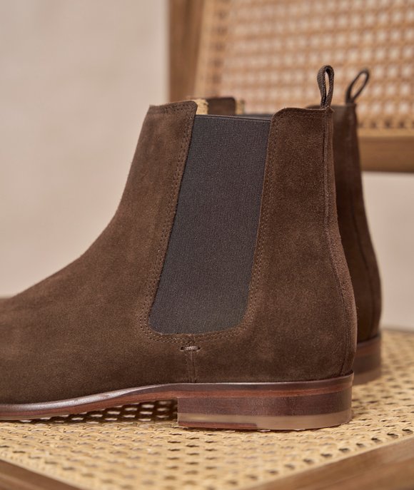 bottines chelsea daim marron homme