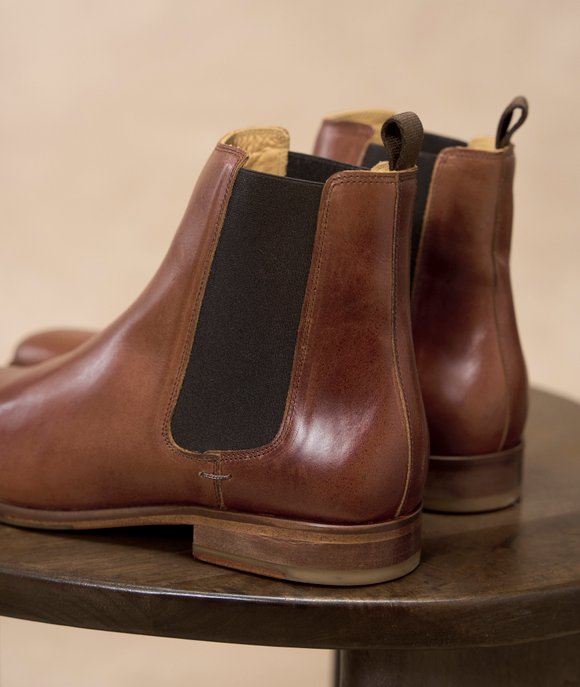 bottines chelsea homme cognac