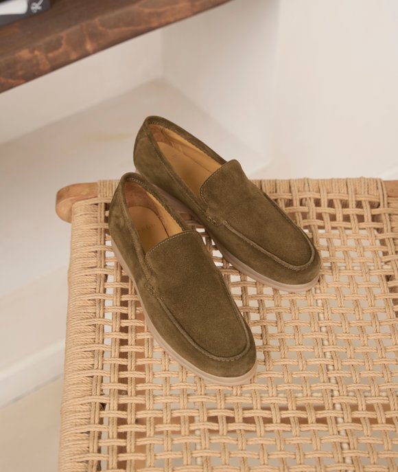 mocassin daim kaki femme