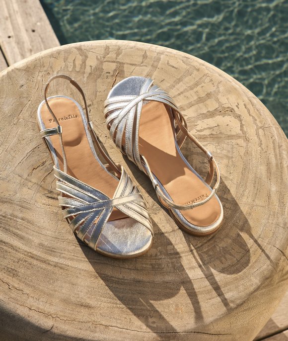 sandales cuir argenté