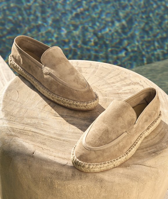 mocassin espadrille daim beige homme