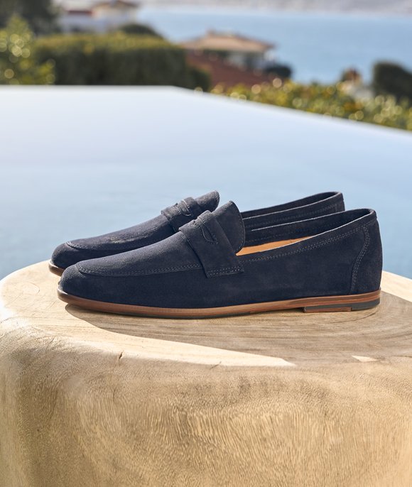 mocassins daim bleu marine