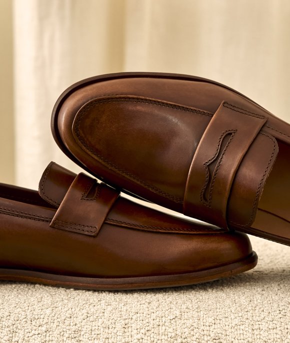 mocassin femme cuir cognac