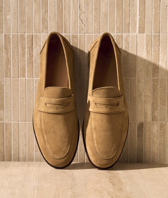 mocassin daim beige homme paire et fils