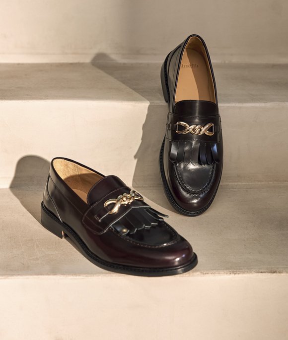 mocassins cuir bordeaux femme