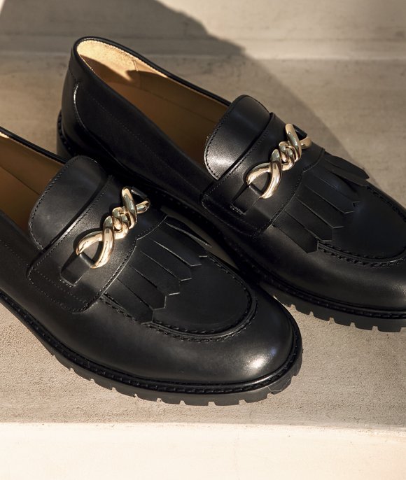 mocassins cuir noir femme