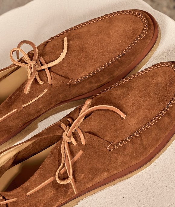 chaussure bateau homme daim camel