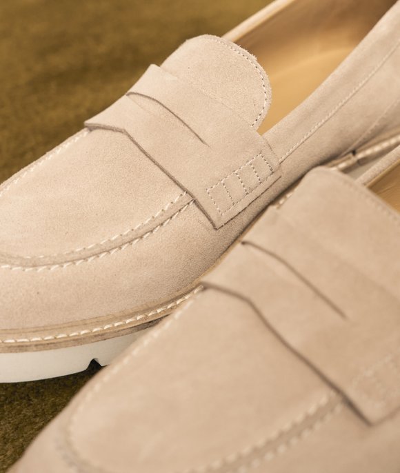 mocassin compensée beige femme