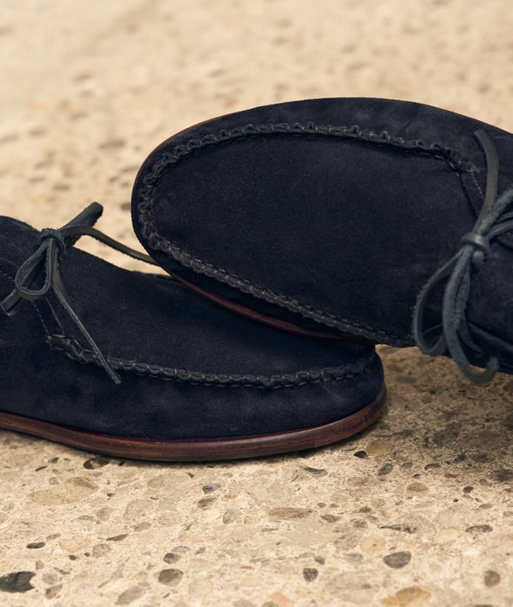 mocassin homme daim bleu