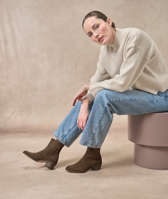 boots daim marron femme