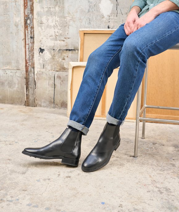 bottines cuir lisse noir homme