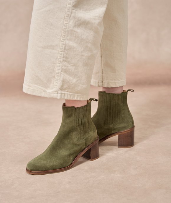 bottines daim femme kaki