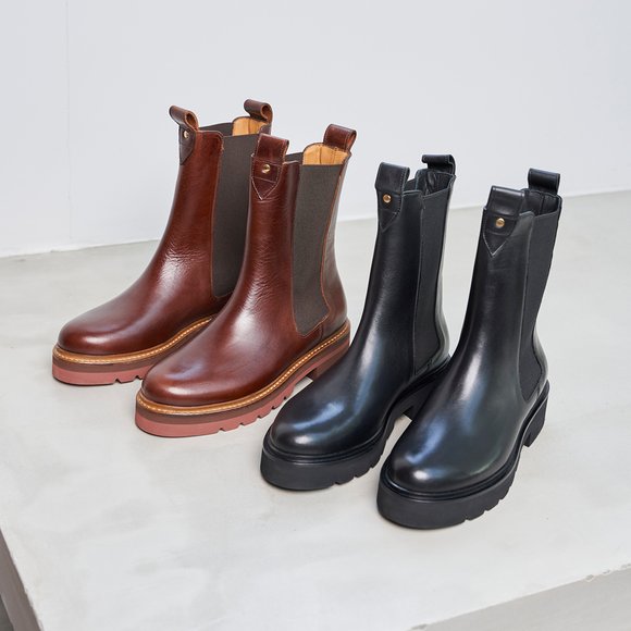 Chelsea boots cuir bordeaux femme