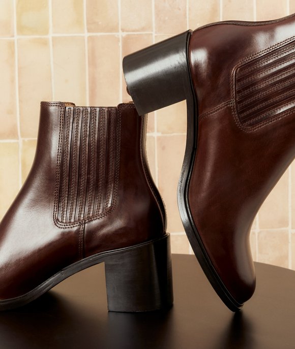 boots à talon cuir femme