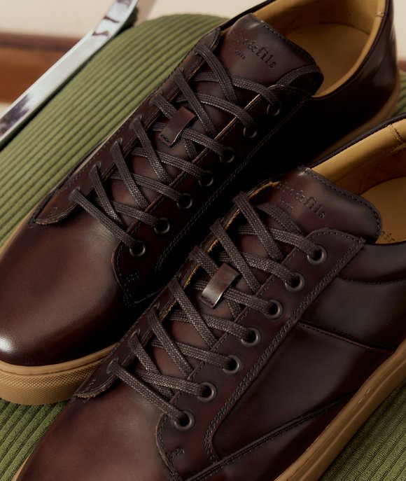 basket homme cuir marron