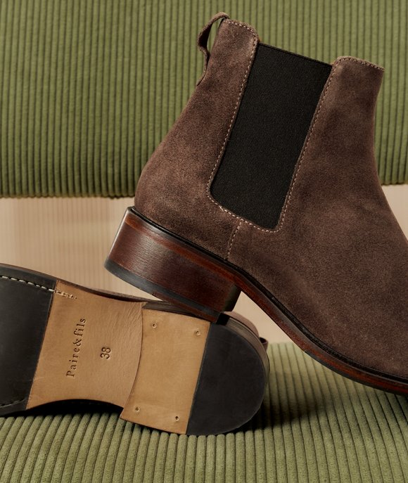boots à talons daim marron