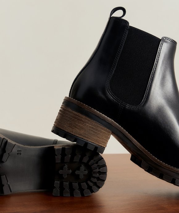 boots cuir noir femme