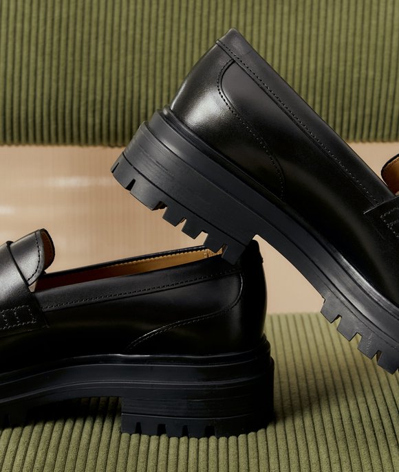 mocassins cuir noir femme