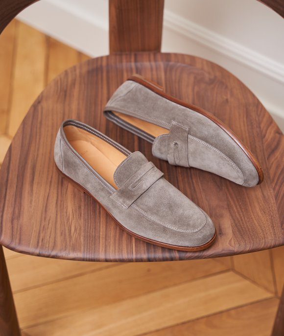mocassin homme en daim gris