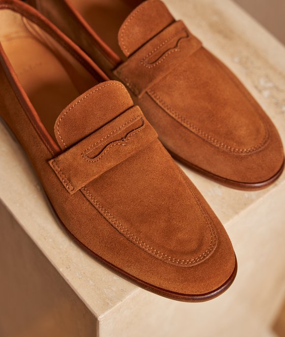mocassin homme confortable en daim camel