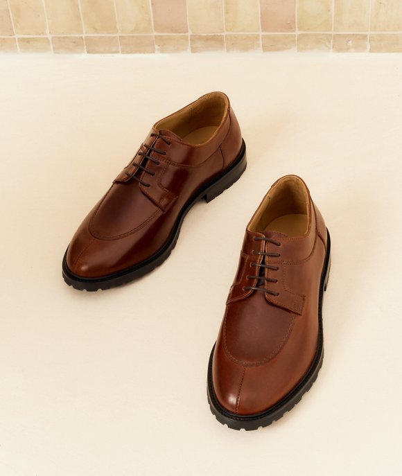 derbies cuir cognac lisse