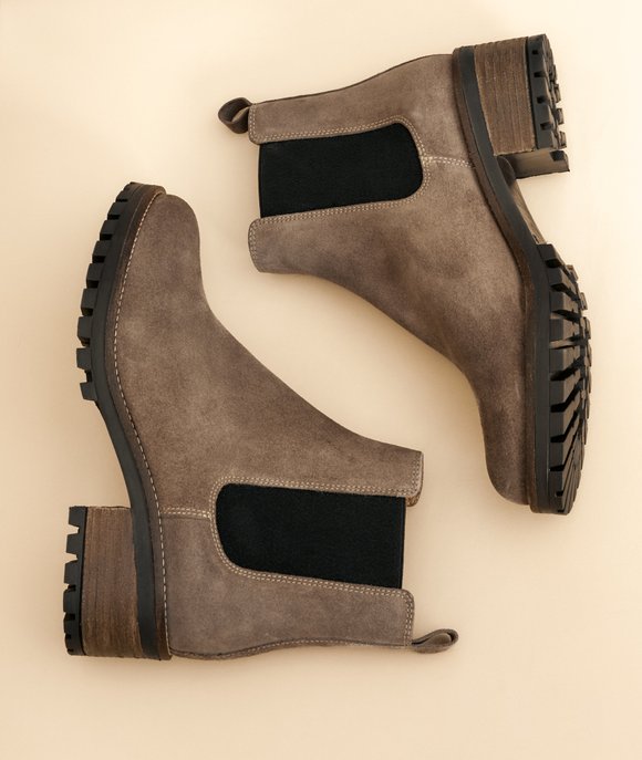 boots femme velours gris