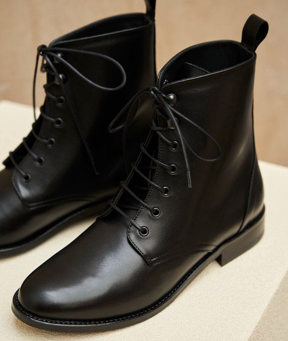 combat boots cuir noir