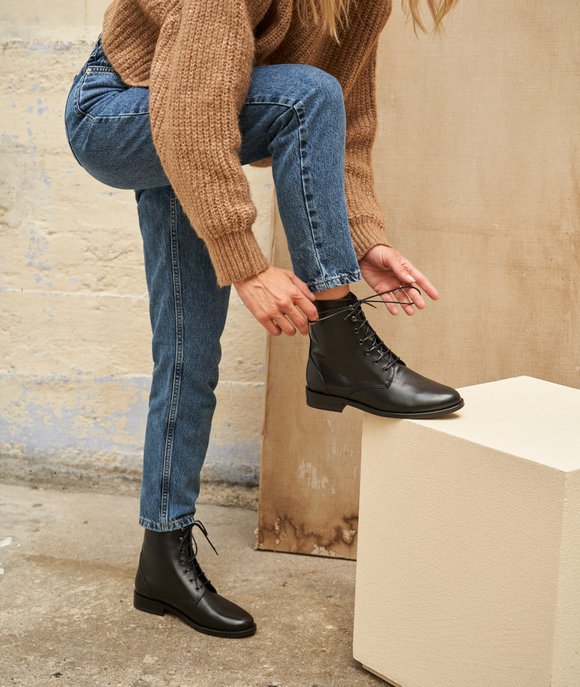 rangers femme cuir noir