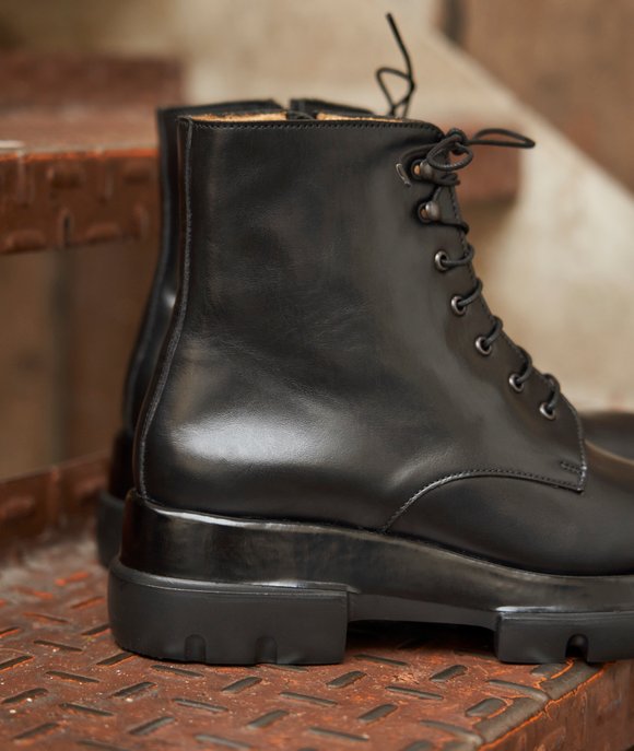 black combat boots