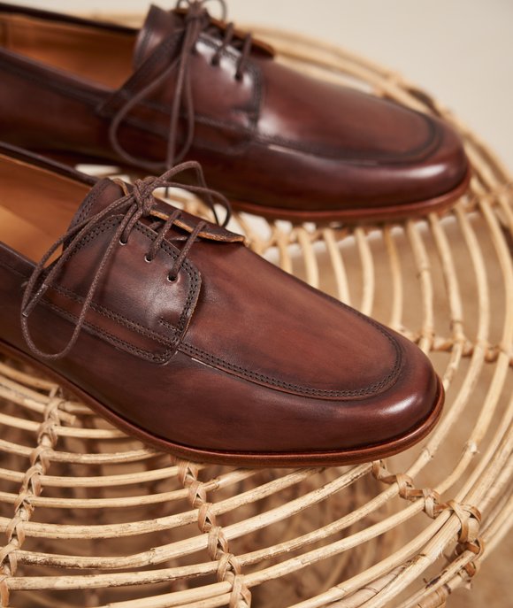 Mocassin cuir marron patiné homme