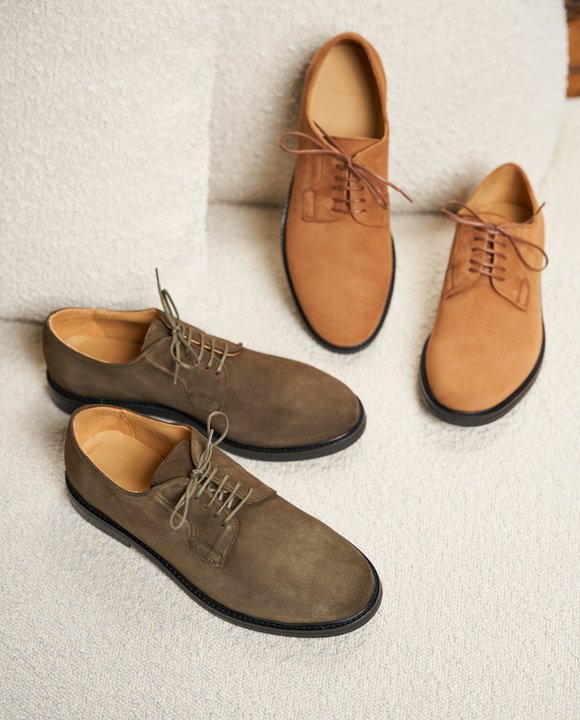 kaki suede derbies