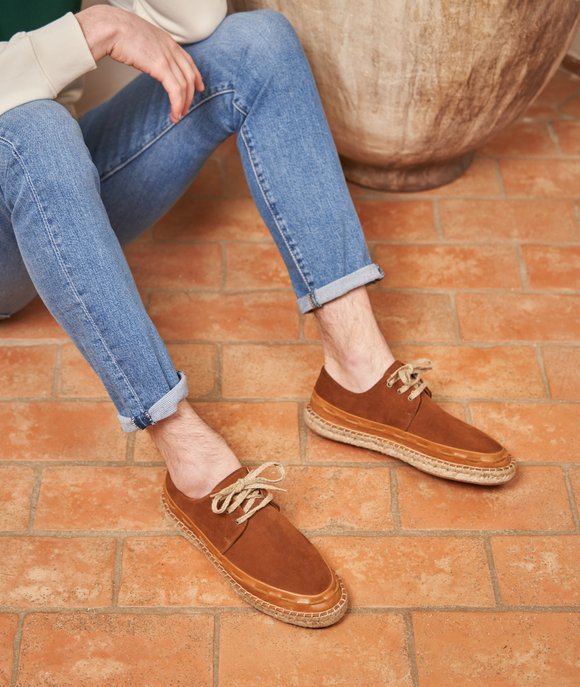 espadrille en cuir et daim pour homme