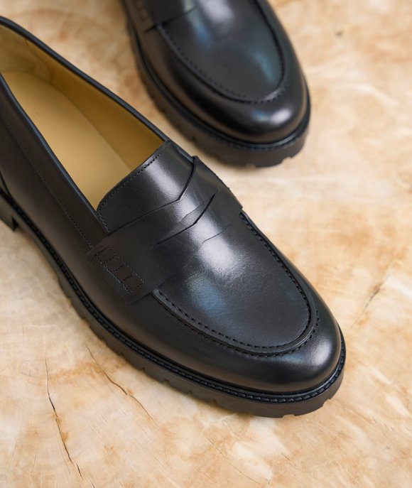 mocassin homme cuir lisse noir