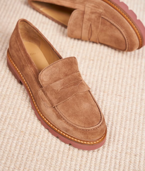 mocassin daim marron femme