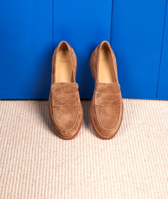 mocassins daim marron femme