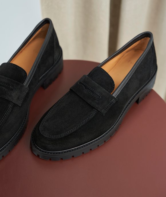 mocassin daim noir femme