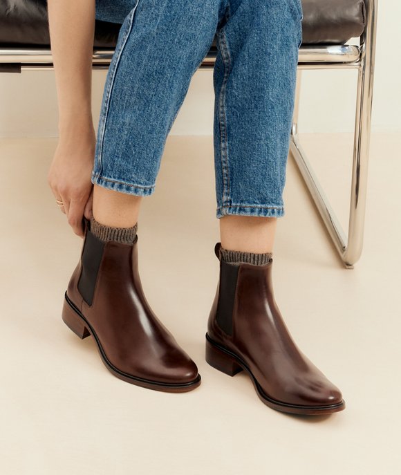boots femme cuir marron