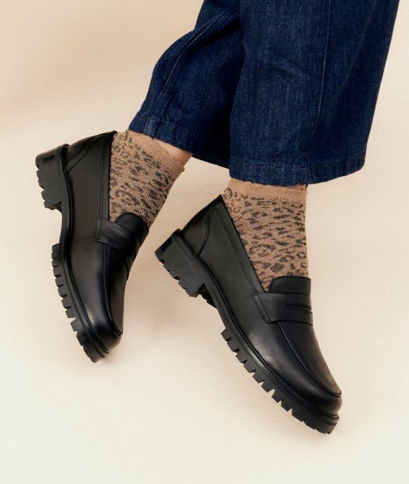 mocassin cuir noir